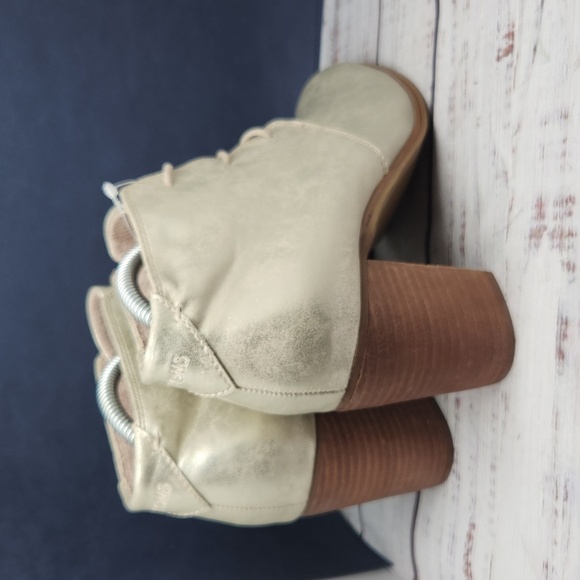 TOMS | NEW Lunata Gold Metallic Heeled Lace Up Booties Academia Size 11 - Picture 6 of 10
